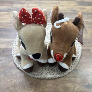 Rudolph Red Nosed Reindeer Rudolph & Clarice Plush with Music & Lights 10” NEW